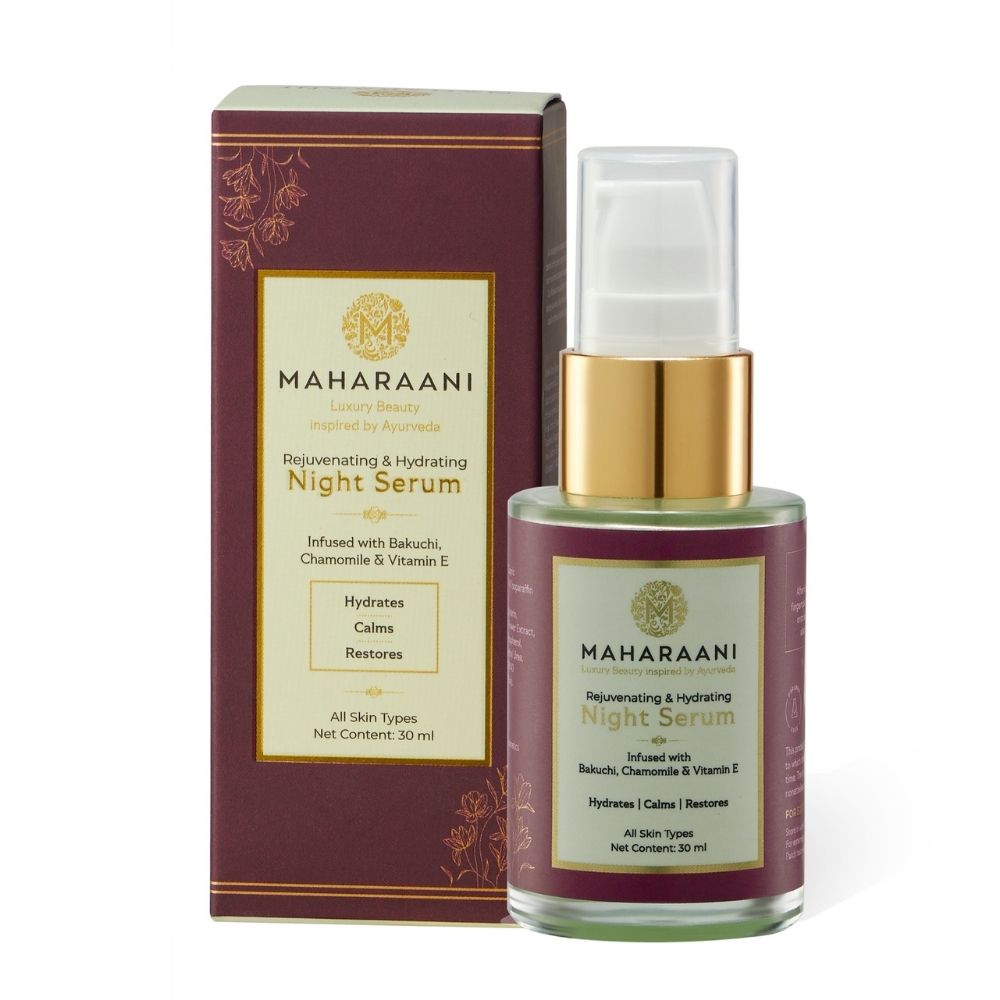 Maharaani Rejuvenating and Hydrating Night Serum infused with Bakuchi, Chamomile and Vitamin E (30ml)